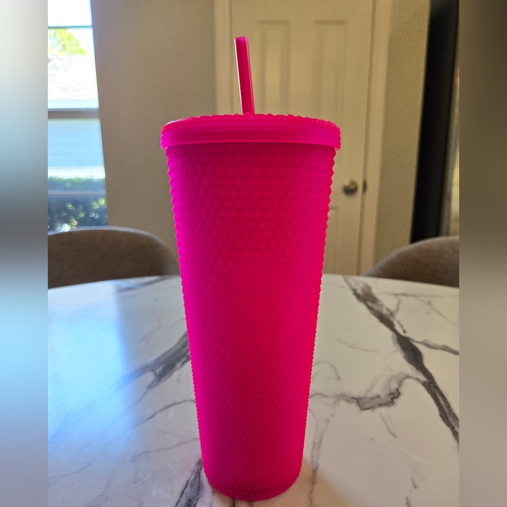 Starbucks 2021 Neon Fuschia Pink Matte Studded RARE